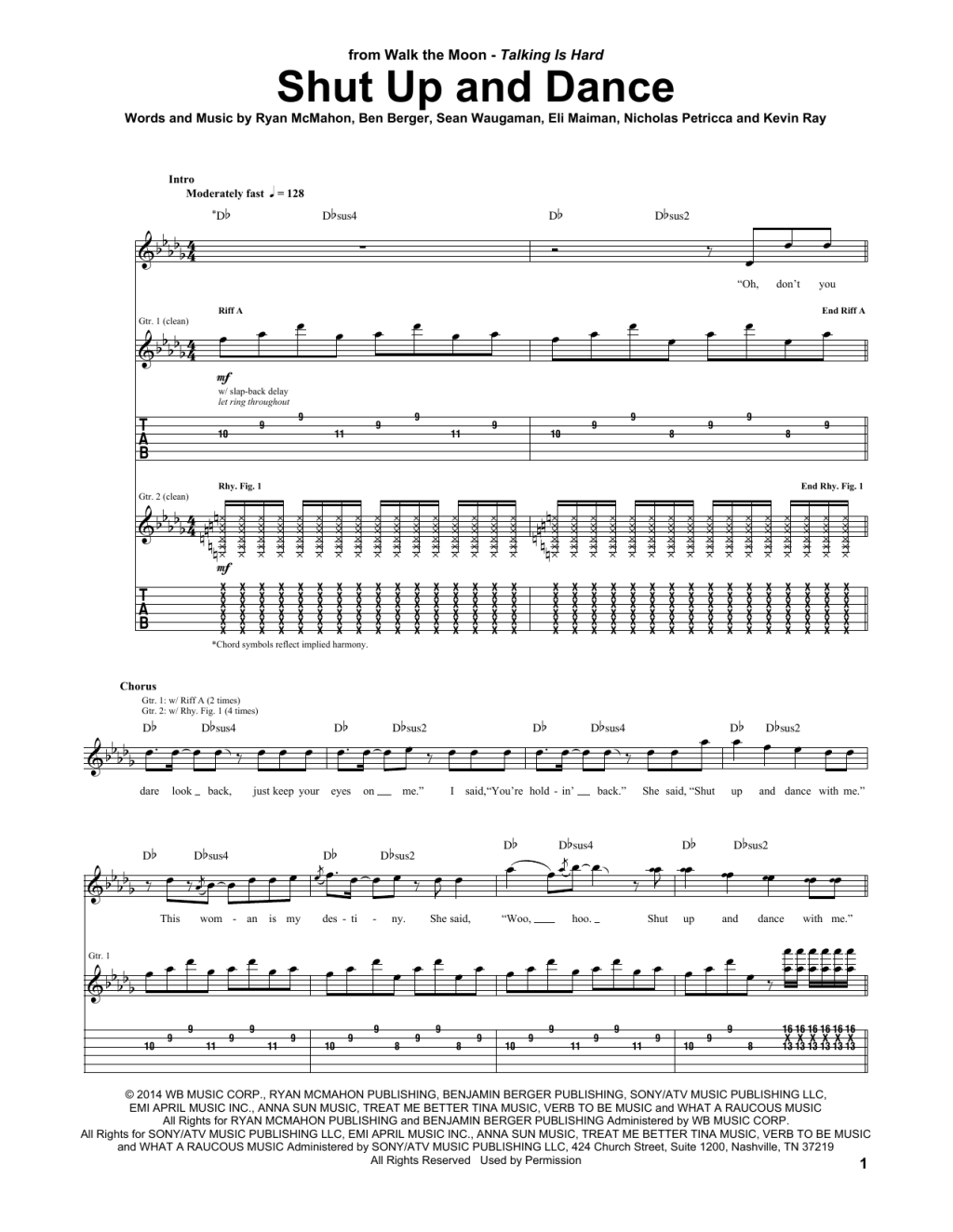 Picture of: Shut Up And Dance (Guitar Tab)